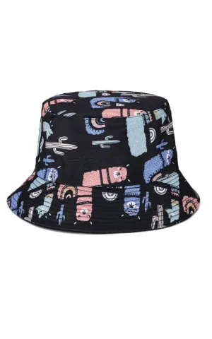 JH896 Reversible Llama Print Cotton Bucket Hat