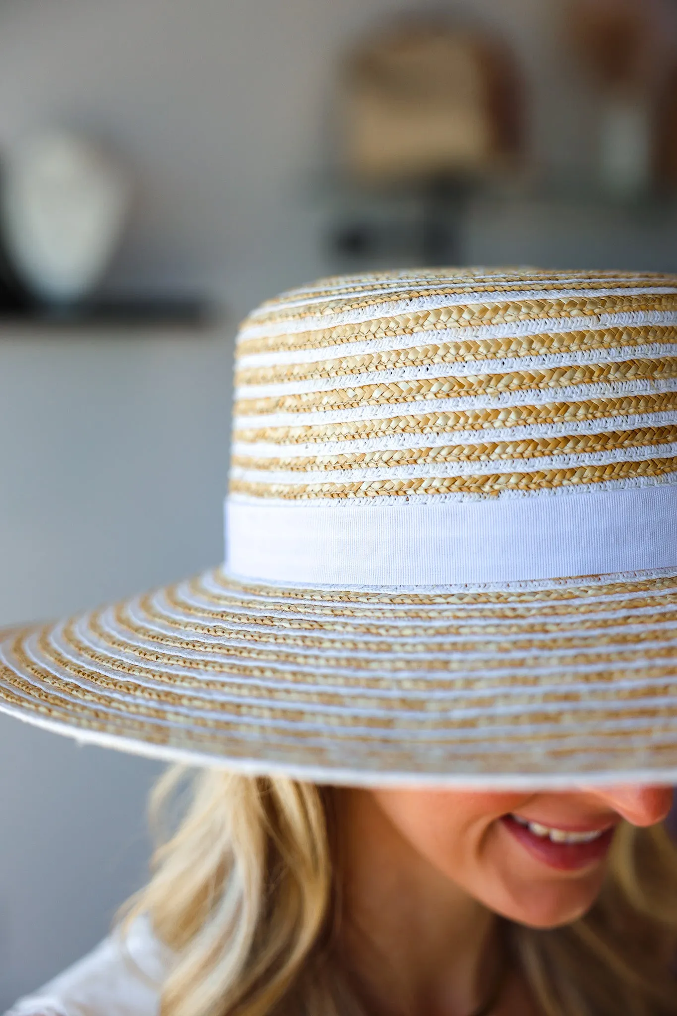 Kara Striped Boater Hat