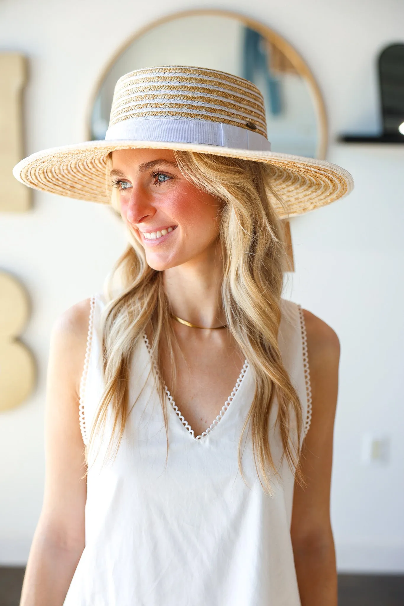 Kara Striped Boater Hat