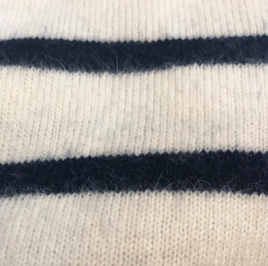 Last Chance! Patch Pockets Stripe Cashmere Cardigan