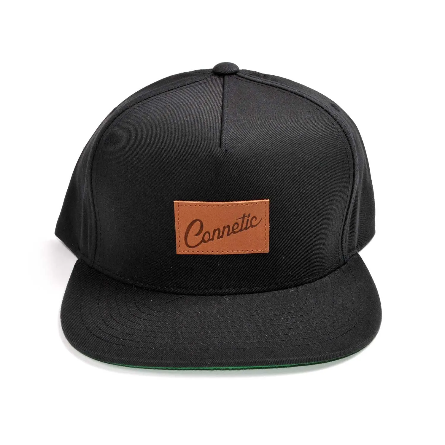 Leather Script 5 Panel Snapback