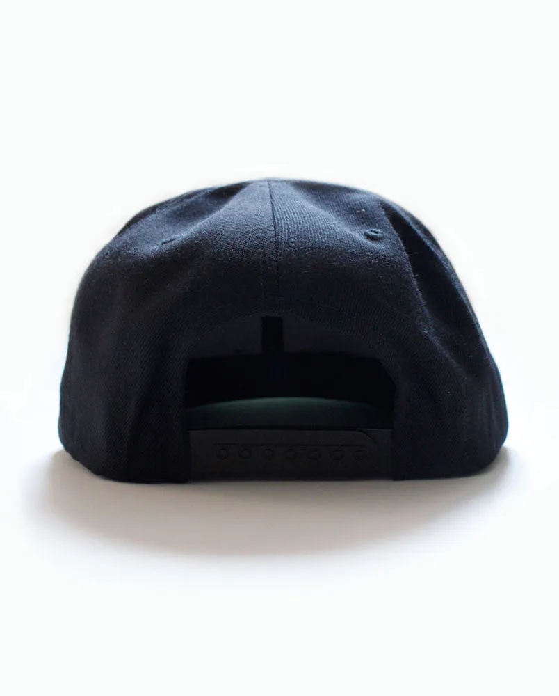 Leather Script 5 Panel Snapback
