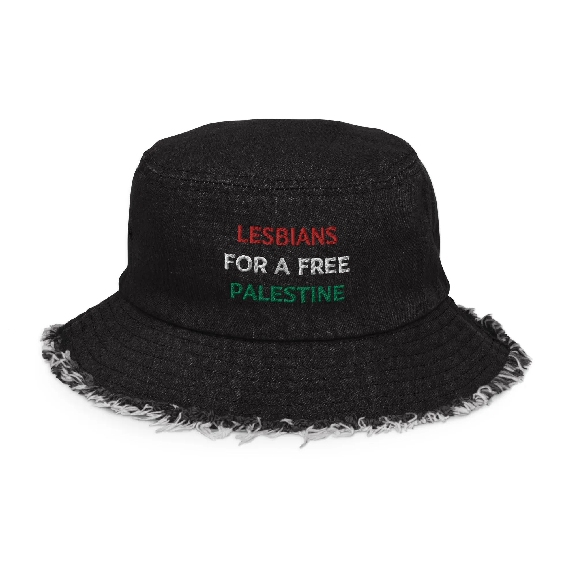 Lesbians For A Free Palestine Denim Bucked Hat