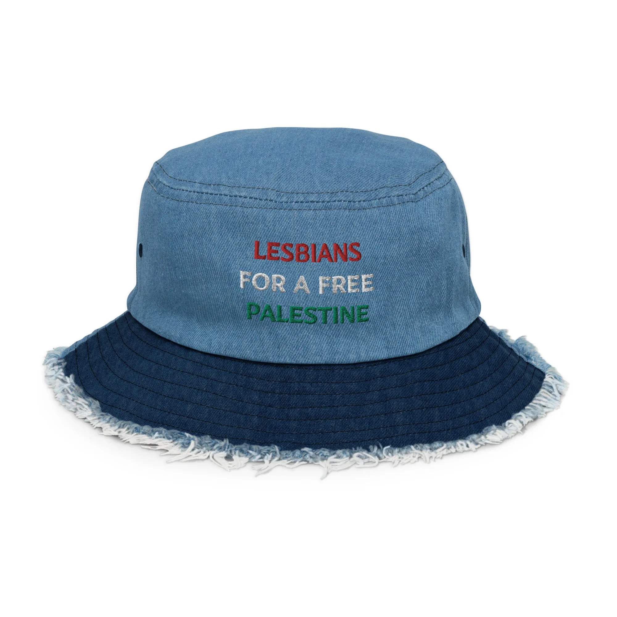 Lesbians For A Free Palestine Denim Bucked Hat