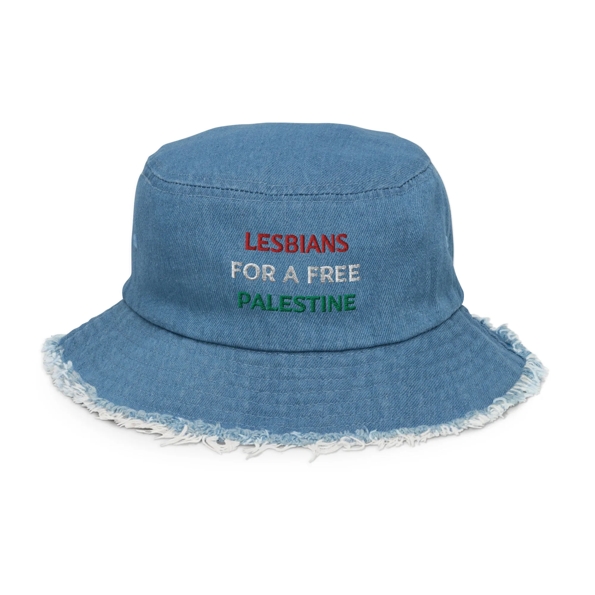 Lesbians For A Free Palestine Denim Bucked Hat