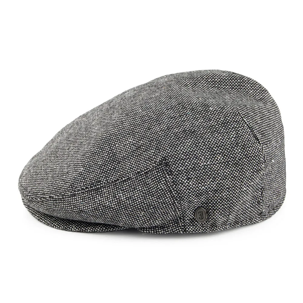 Marl Tweed Flat Cap - Black