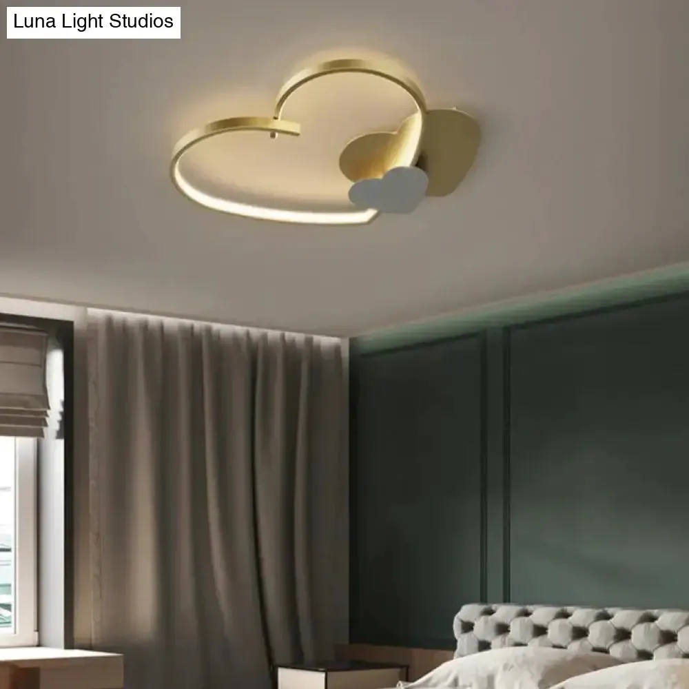 Modern Simple Copper Heart-shaped Led Room Ceiling Lamp