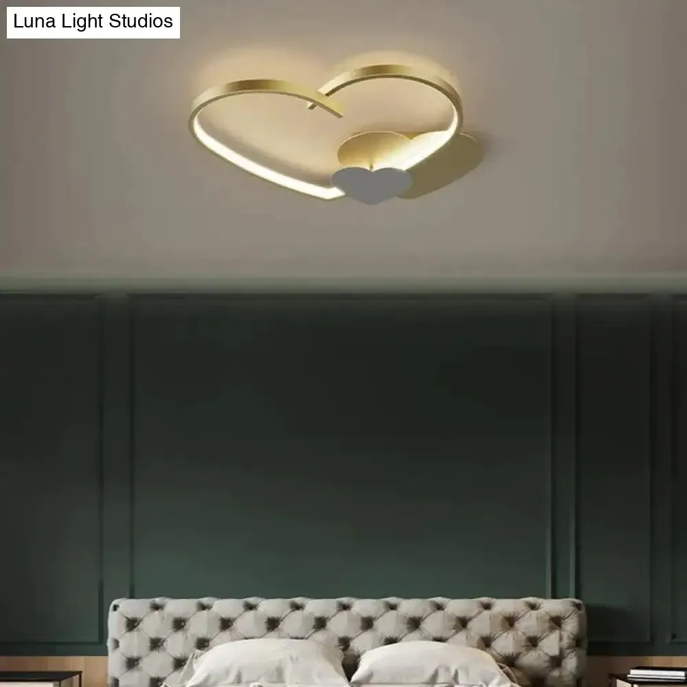 Modern Simple Copper Heart-shaped Led Room Ceiling Lamp