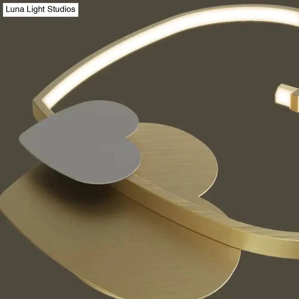 Modern Simple Copper Heart-shaped Led Room Ceiling Lamp