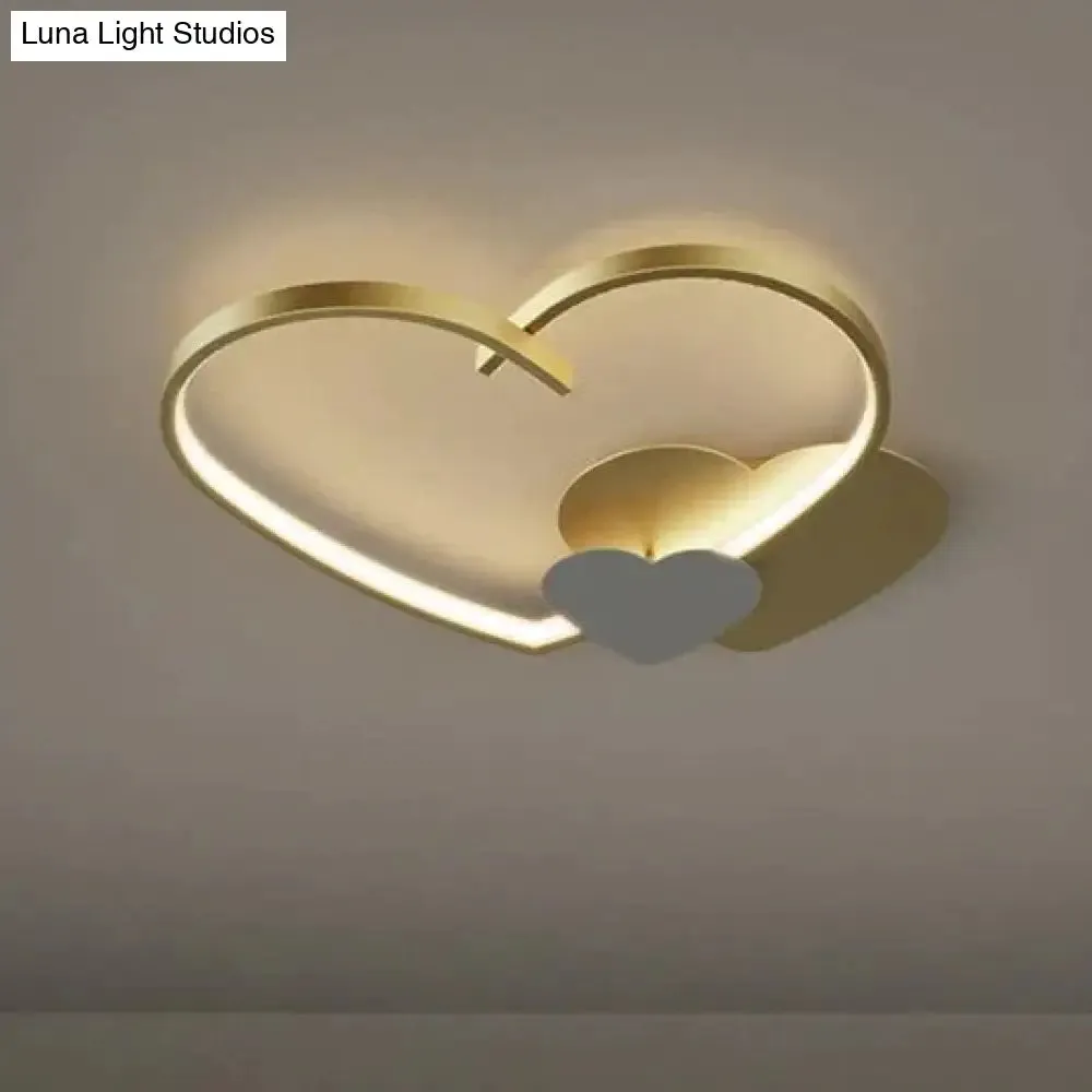 Modern Simple Copper Heart-shaped Led Room Ceiling Lamp