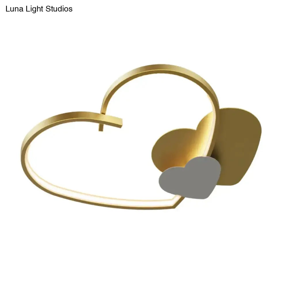 Modern Simple Copper Heart-shaped Led Room Ceiling Lamp