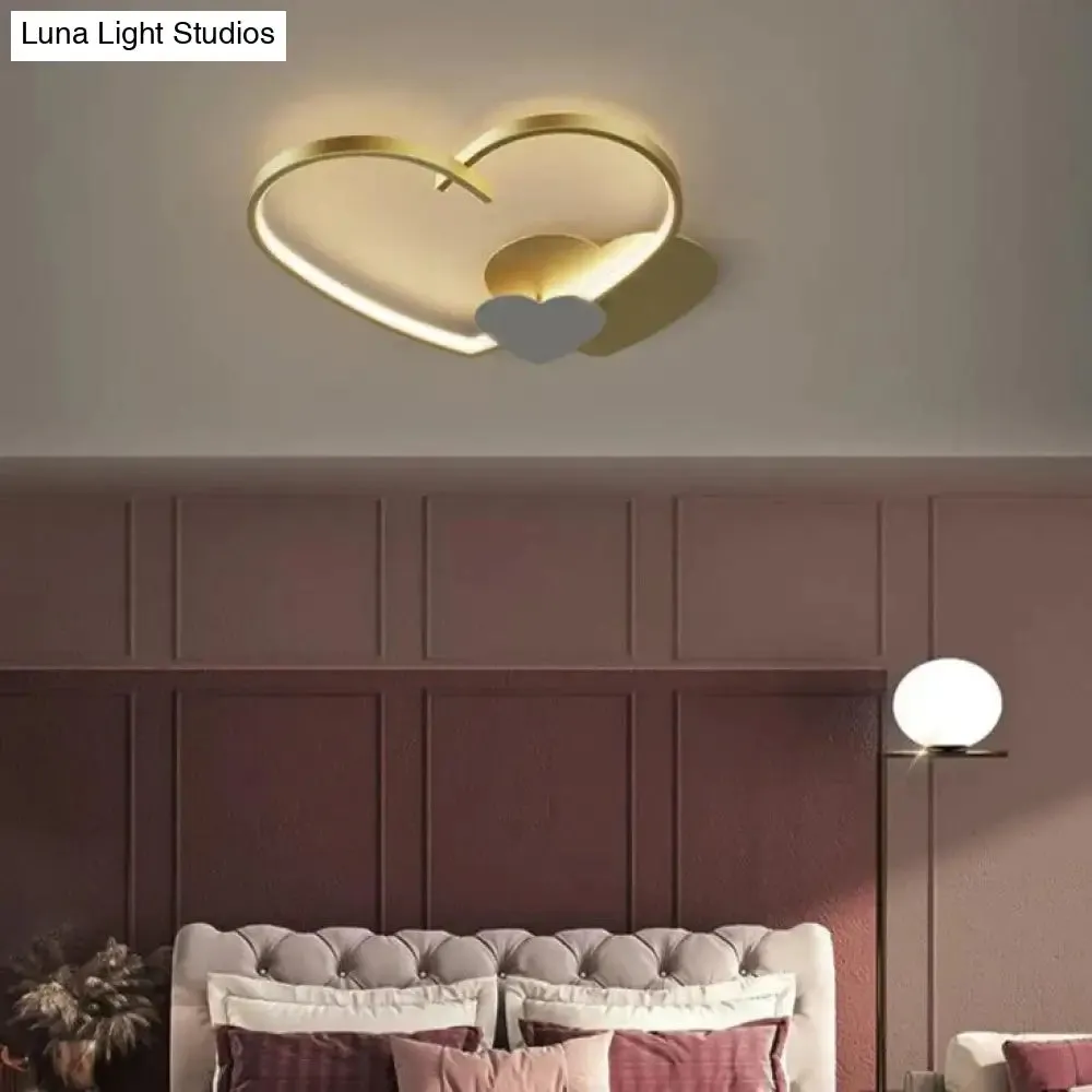 Modern Simple Copper Heart-shaped Led Room Ceiling Lamp