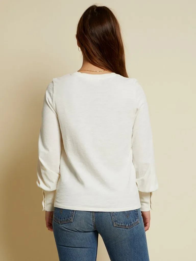 Nation LTD - Johnnie Snap Sleeve Tee in Off White