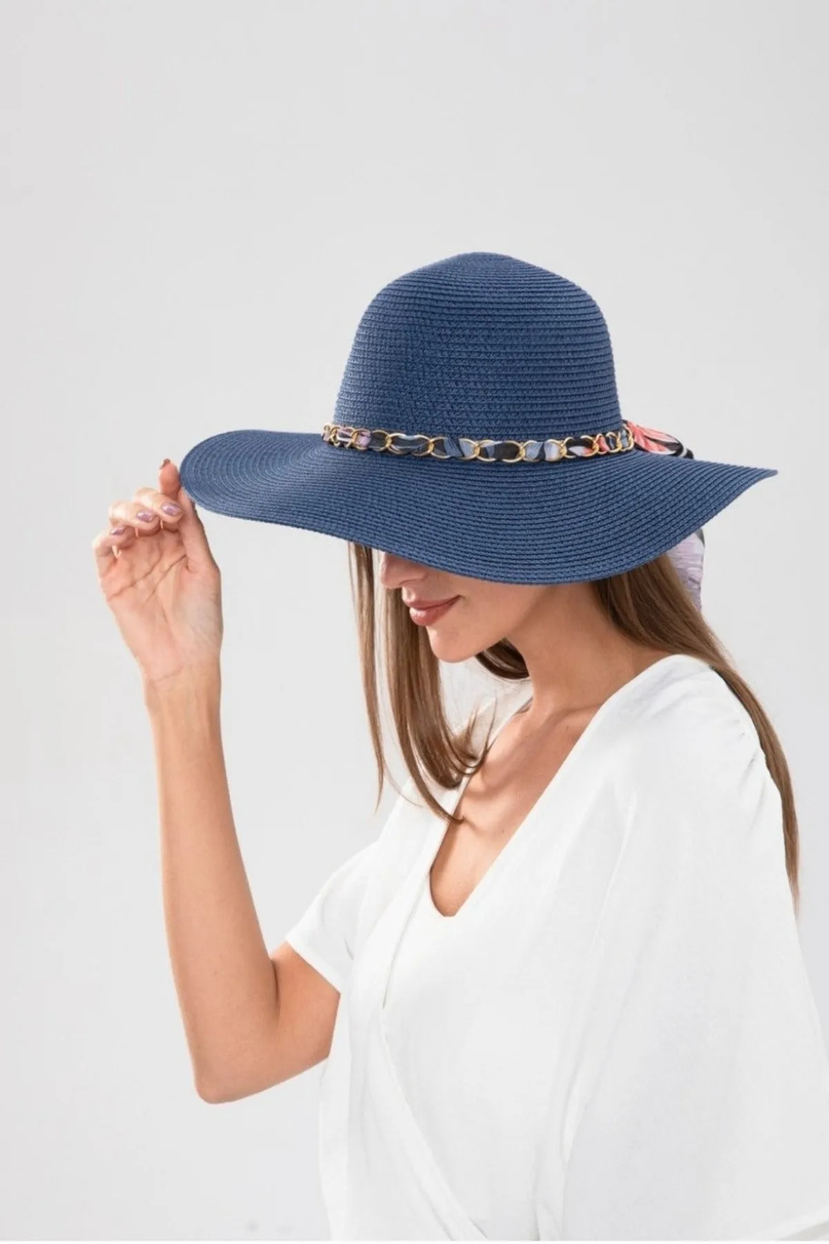 Navy Wide Brim Hat