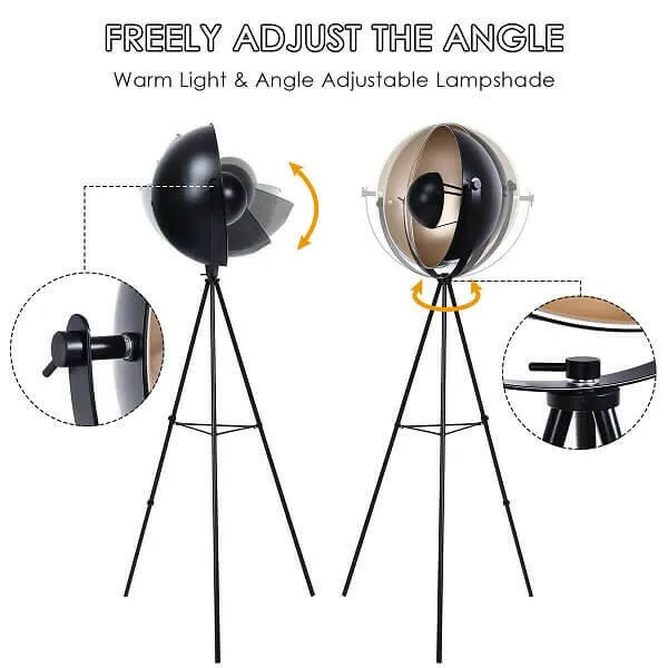 Nirv - Industrial Tripod Floor Lamp with Adjustable Metal Legs