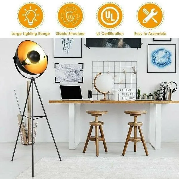 Nirv - Industrial Tripod Floor Lamp with Adjustable Metal Legs