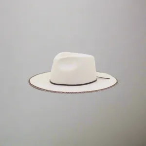Olive & Pique - AVRIL - 100% Wool Felt Rancher, Tribal Cocoa Band, Ivory Hat