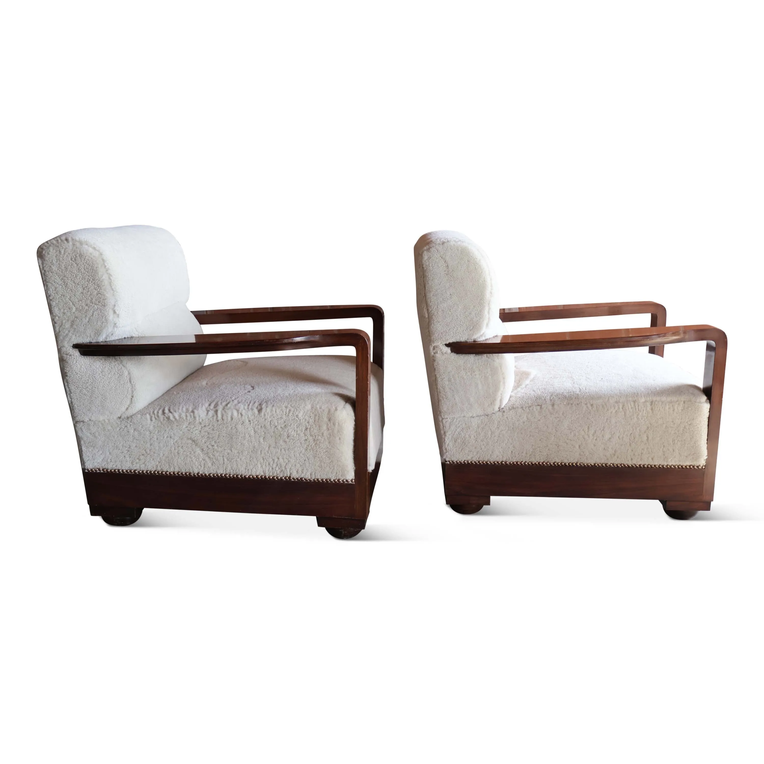 Pair of Club Armchairs in Sheepskin