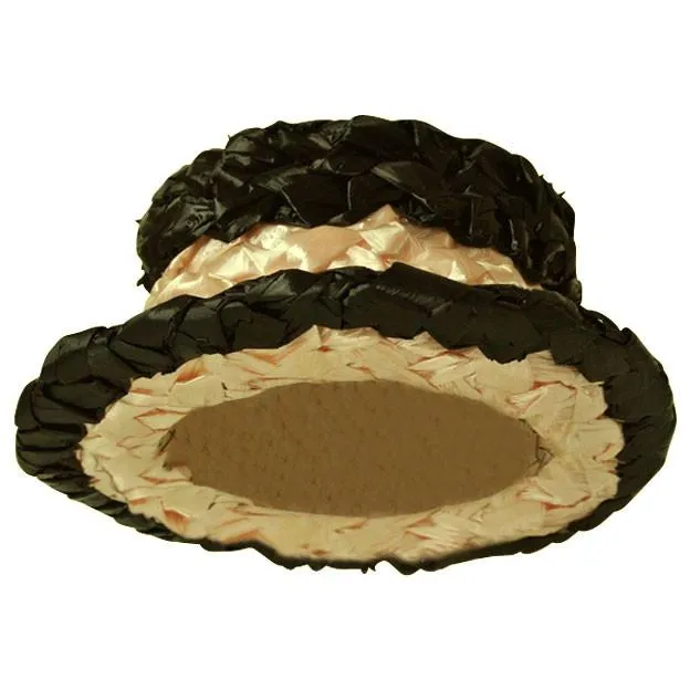 Plastic raffia 1960s black and peach hat