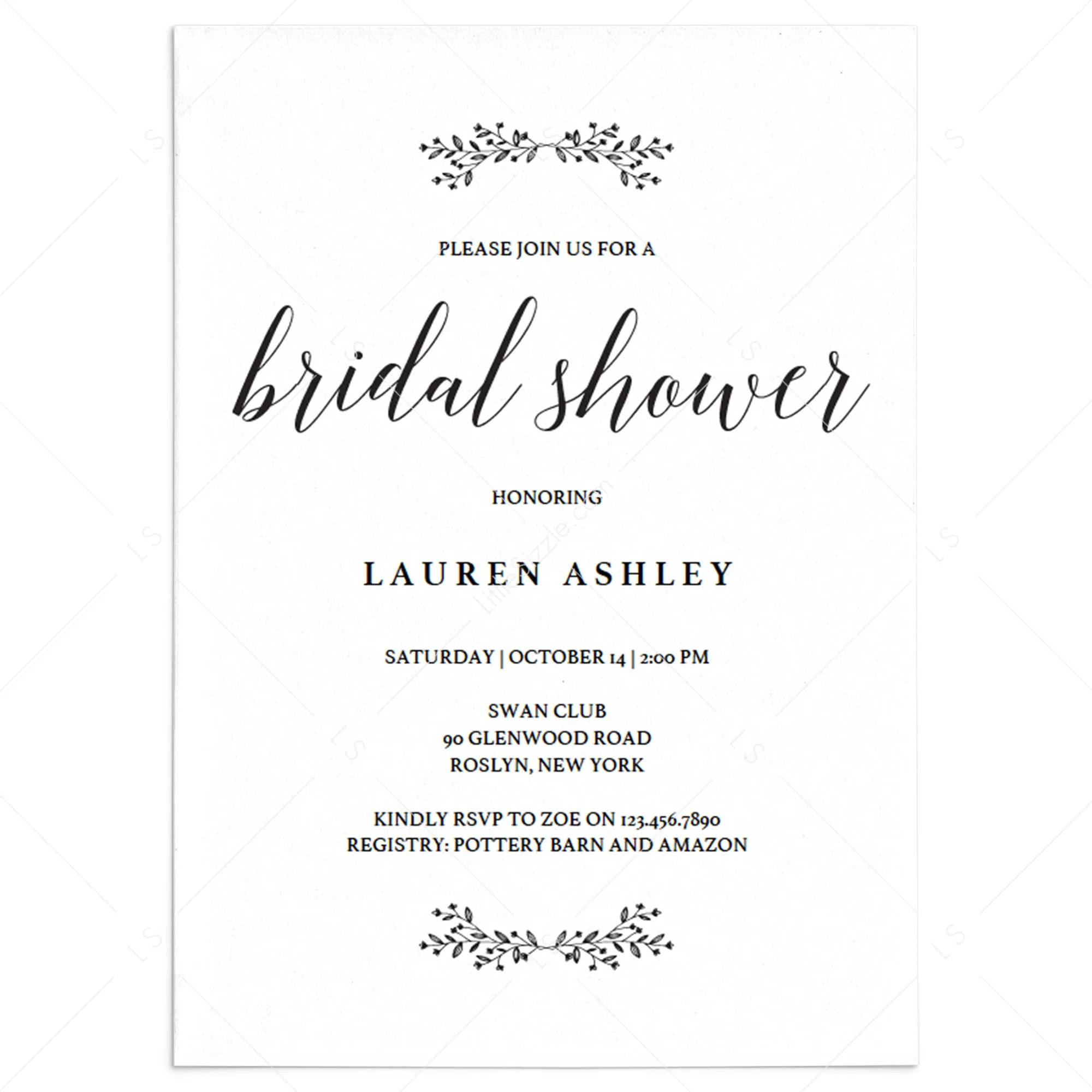 Rustic Wedding Shower Invitation Template