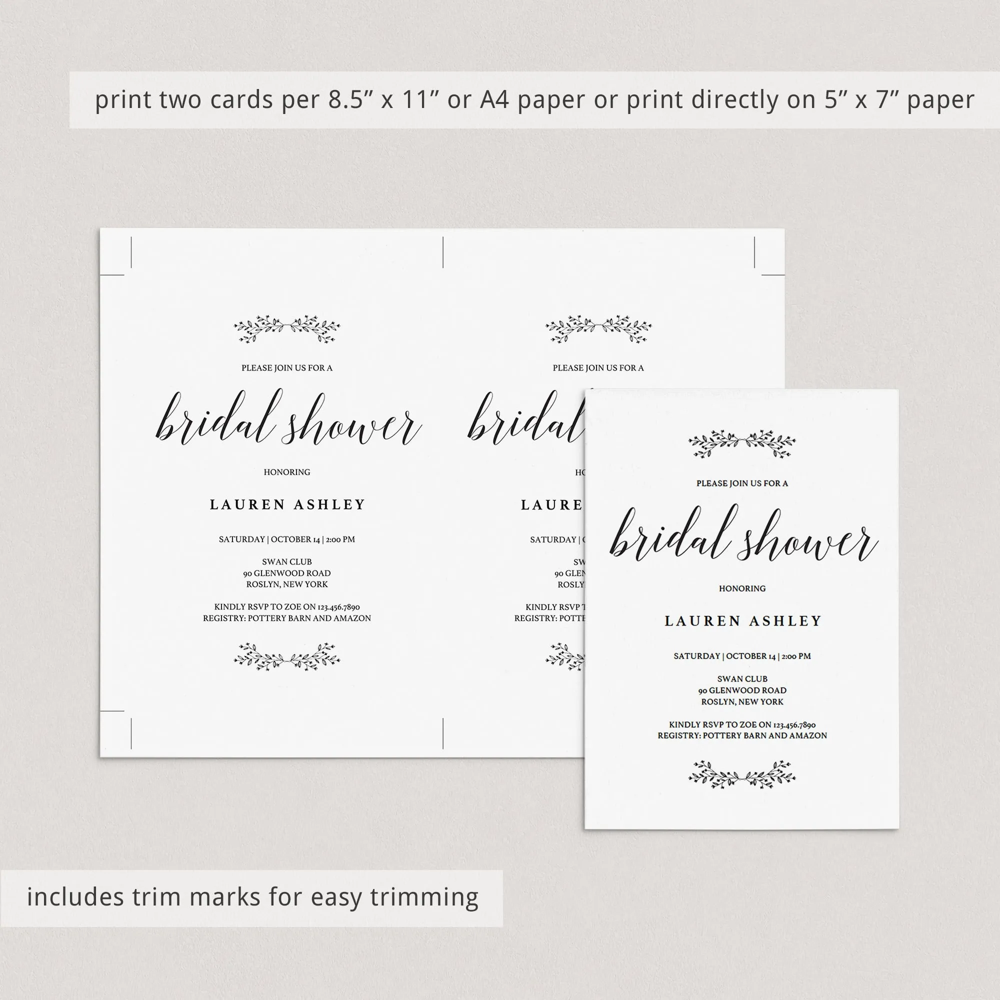 Rustic Wedding Shower Invitation Template