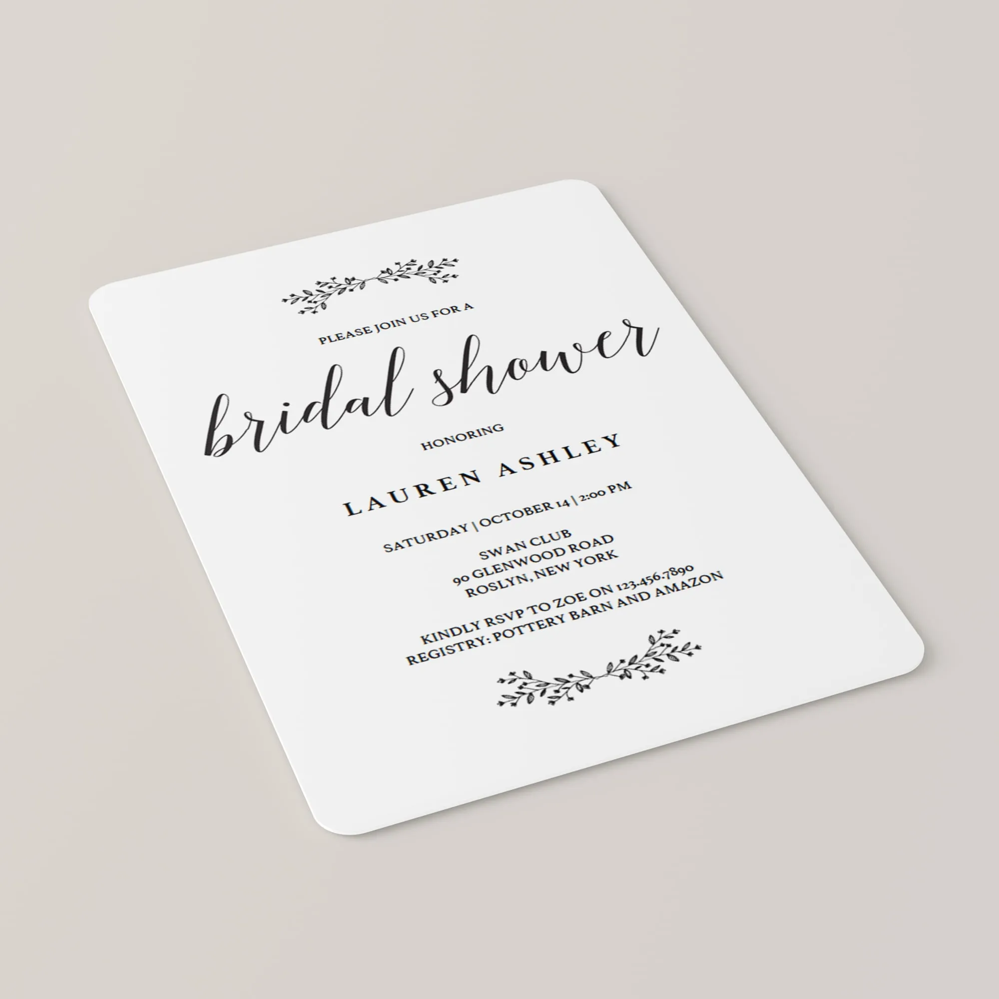 Rustic Wedding Shower Invitation Template