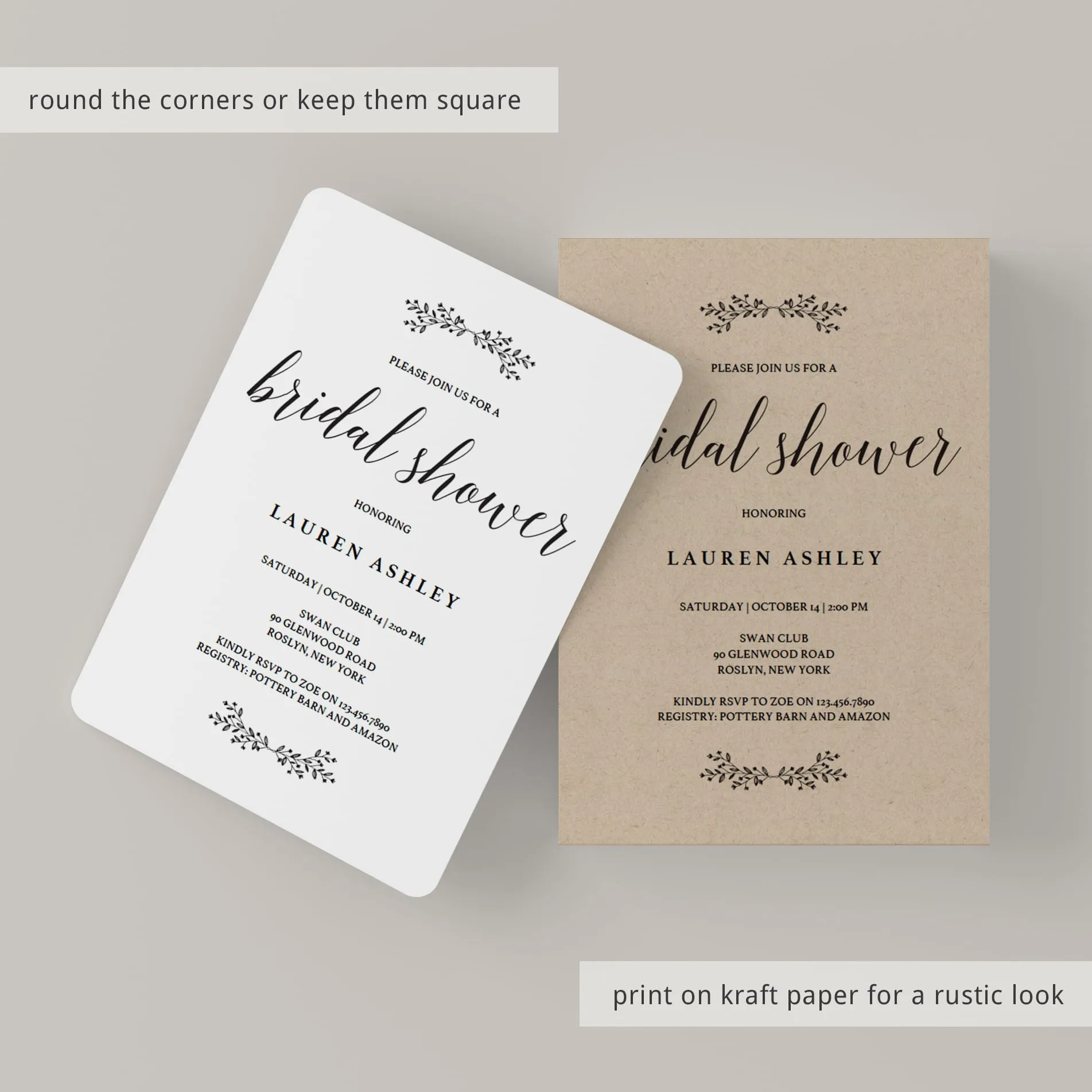 Rustic Wedding Shower Invitation Template
