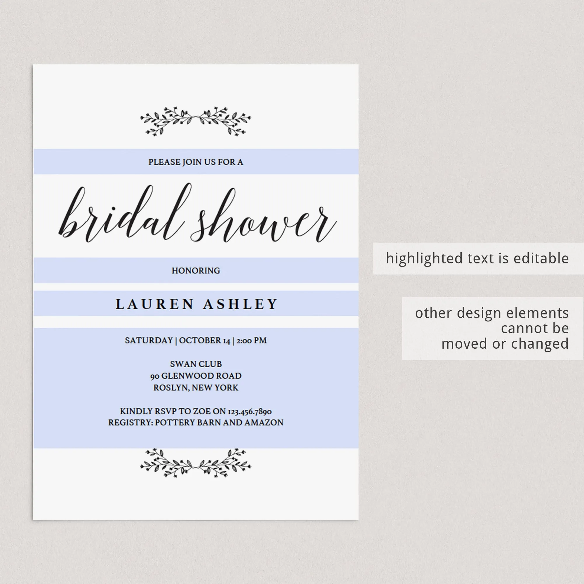 Rustic Wedding Shower Invitation Template