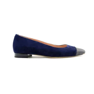 [SAMPLE] Noble Navy Suede with Black Patent Leather Cap Toe Flat