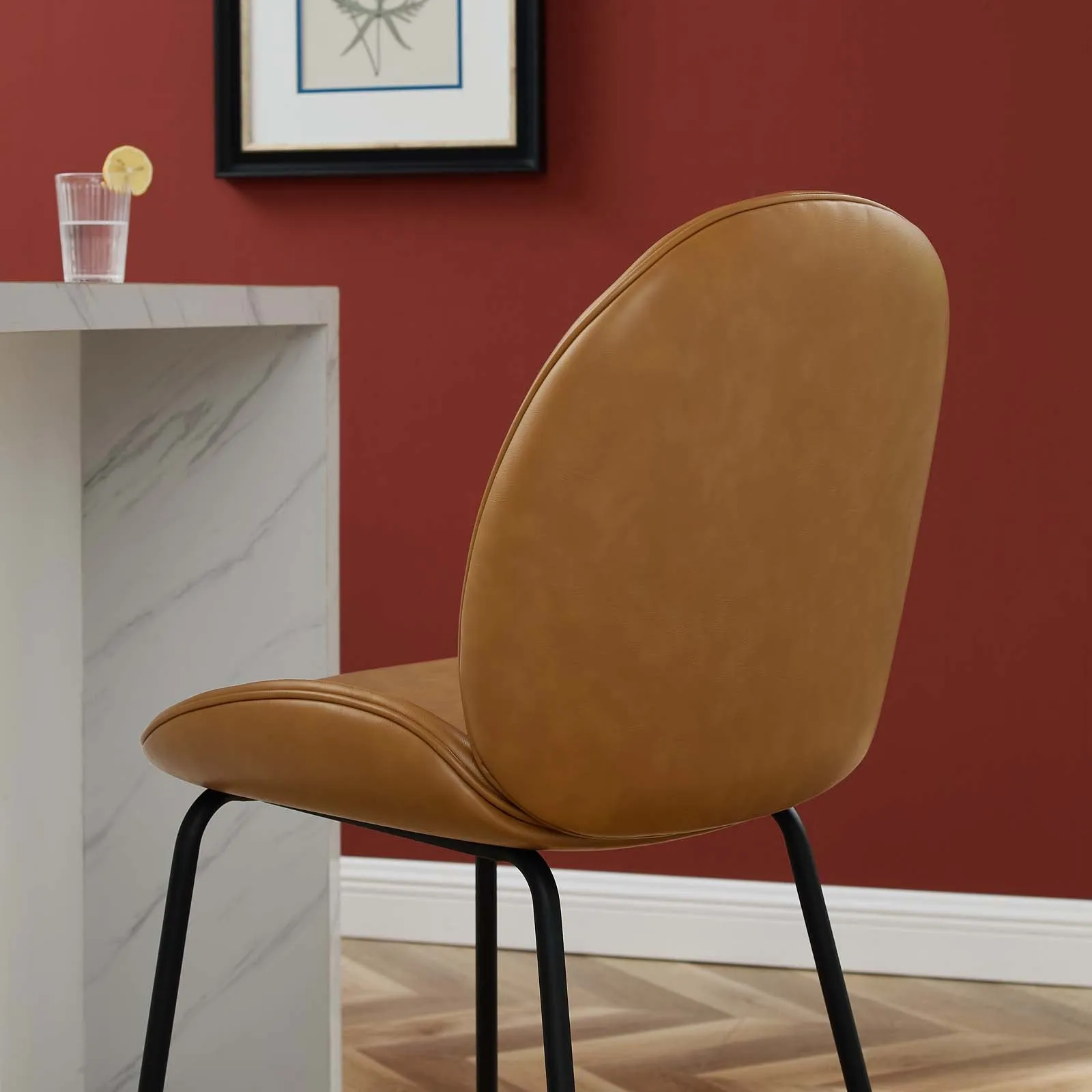 Scoop Black Powder Coated Steel Leg Vegan Leather Counter Stool