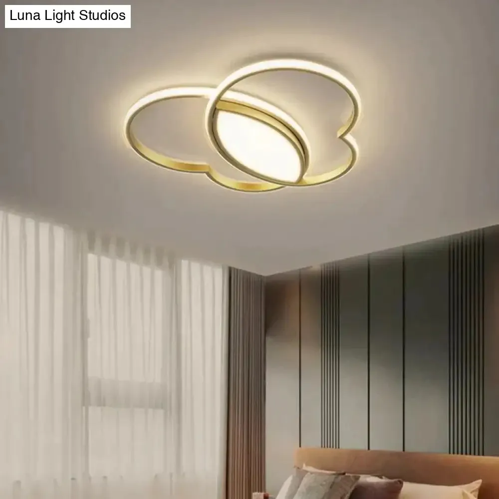 Simple Modern Bedroom Room Butterfly Copper Ceiling Lamp