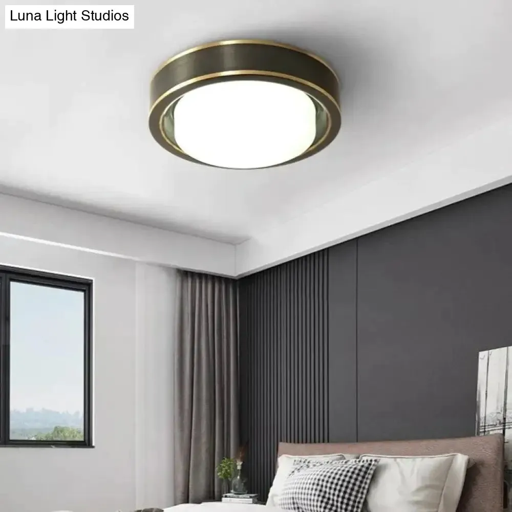 Simple Modern Room Living Room Black Copper Ceiling Lamp