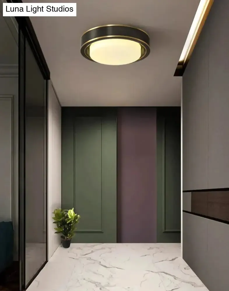 Simple Modern Room Living Room Black Copper Ceiling Lamp
