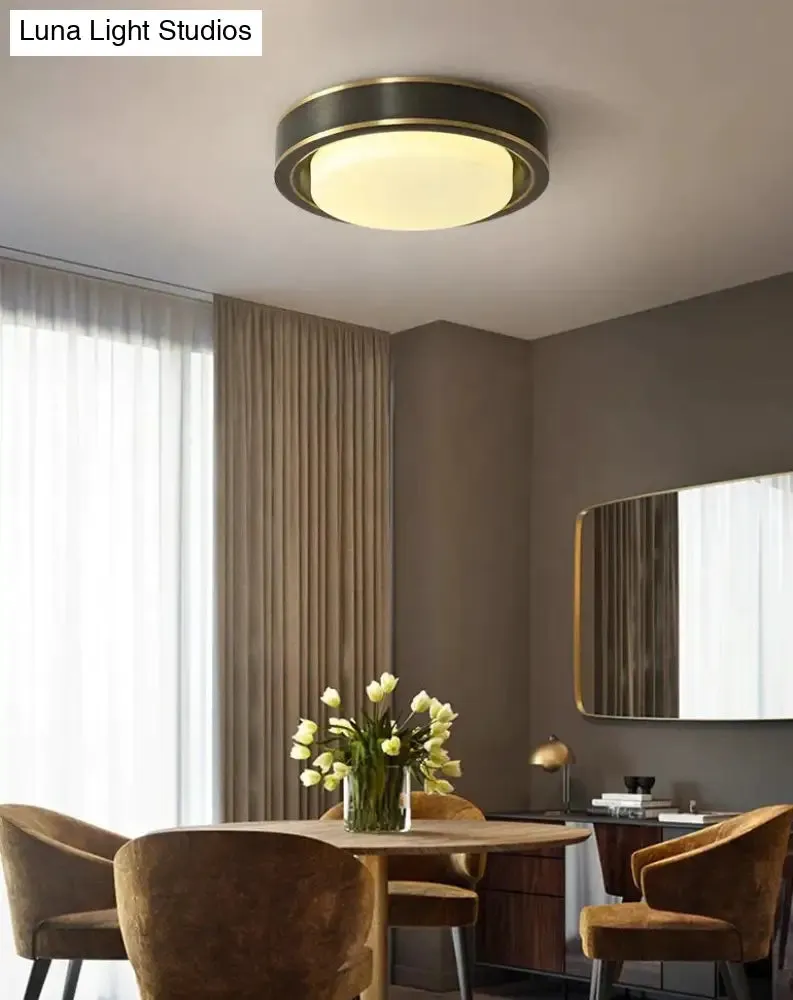 Simple Modern Room Living Room Black Copper Ceiling Lamp