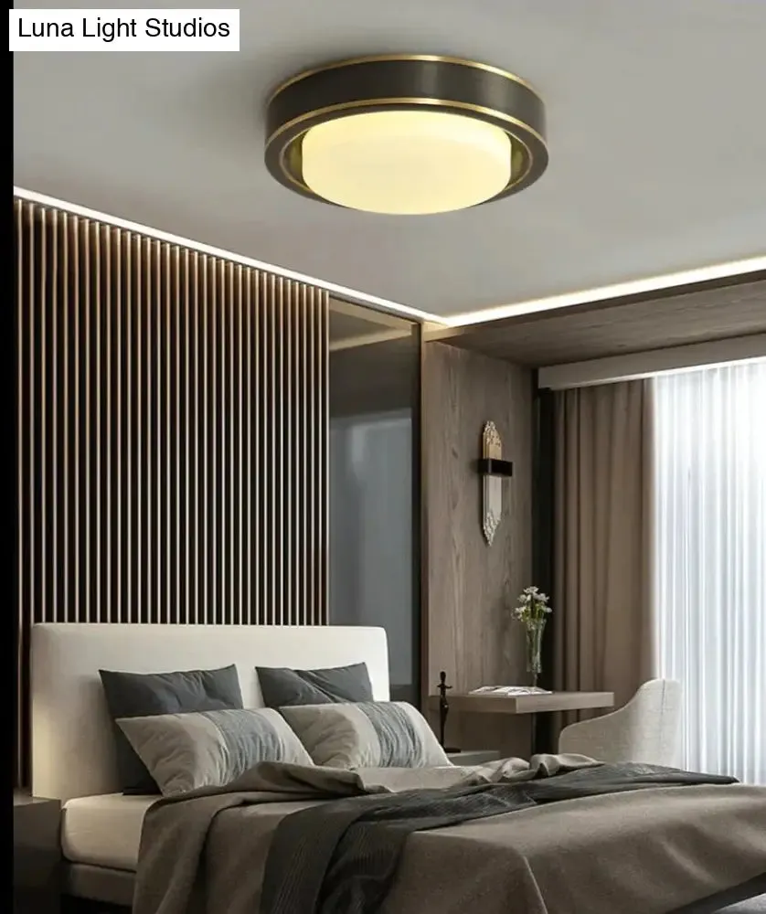 Simple Modern Room Living Room Black Copper Ceiling Lamp