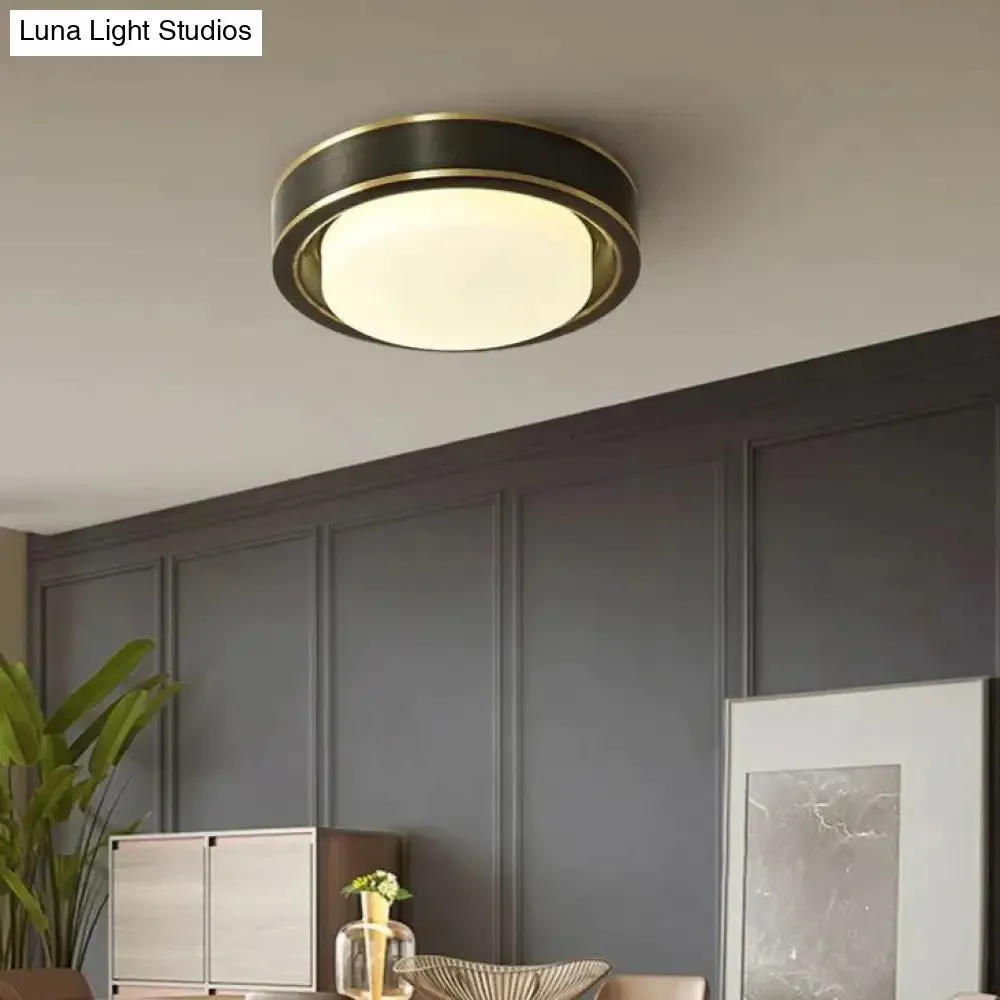Simple Modern Room Living Room Black Copper Ceiling Lamp