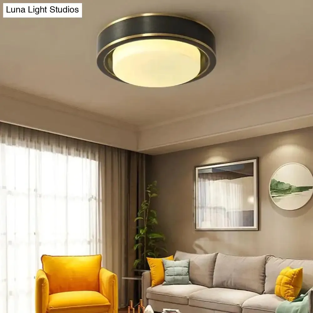 Simple Modern Room Living Room Black Copper Ceiling Lamp