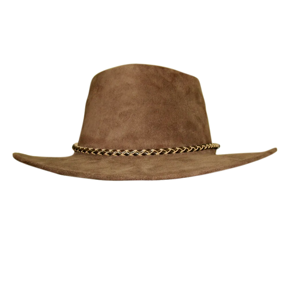 Southern Cross Kangaroo Suede Leather Hat In Brown