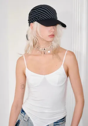 Stripe Bow-Tie Headscarf Cap  Noir