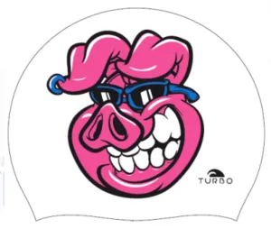 Swimming Cap - Suede Silicone Adult - Piggy (White)