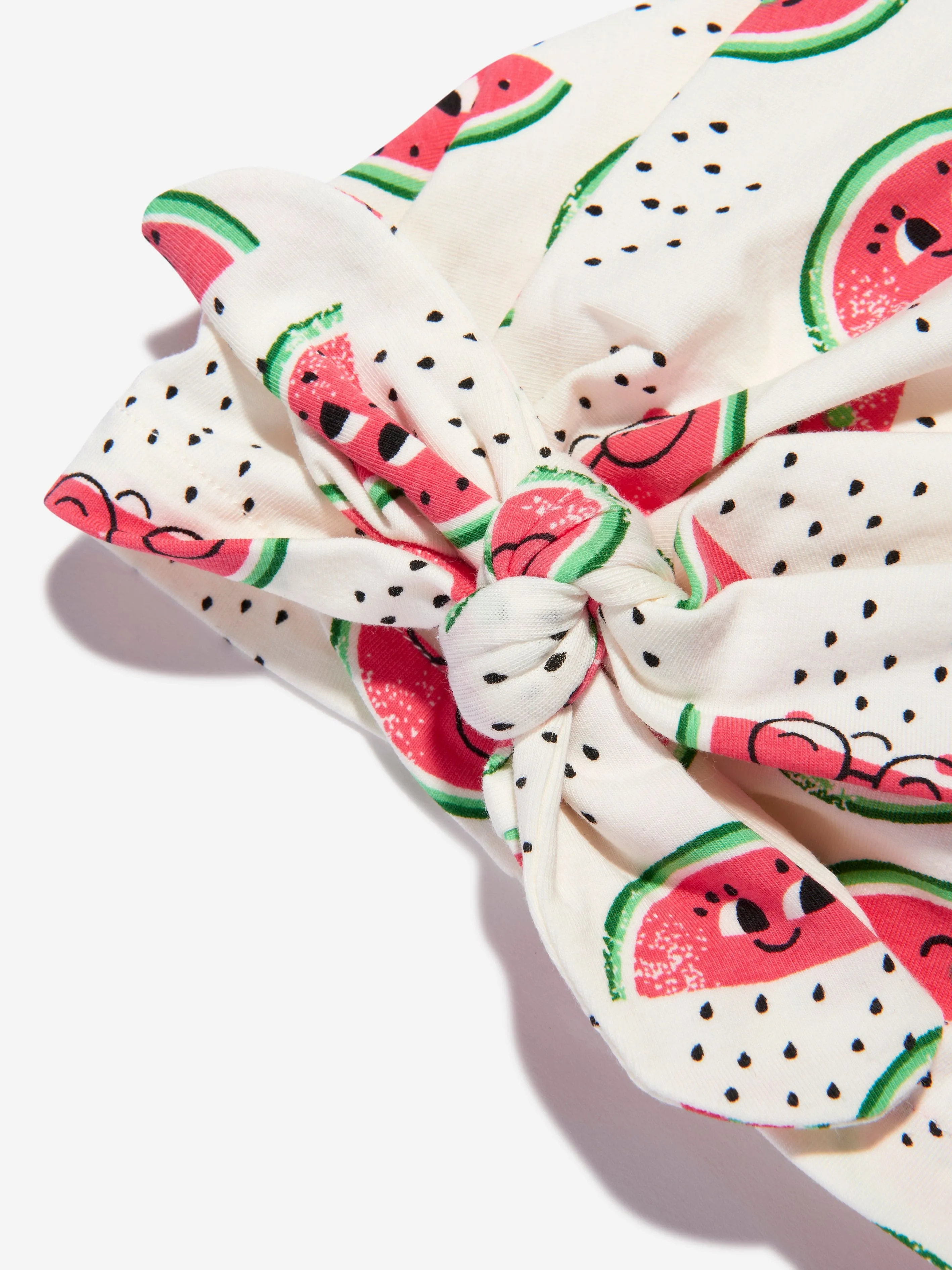 The Bonnie Mob Baby Girls Organic Cotton Watermelon Turban Hat in Ivory