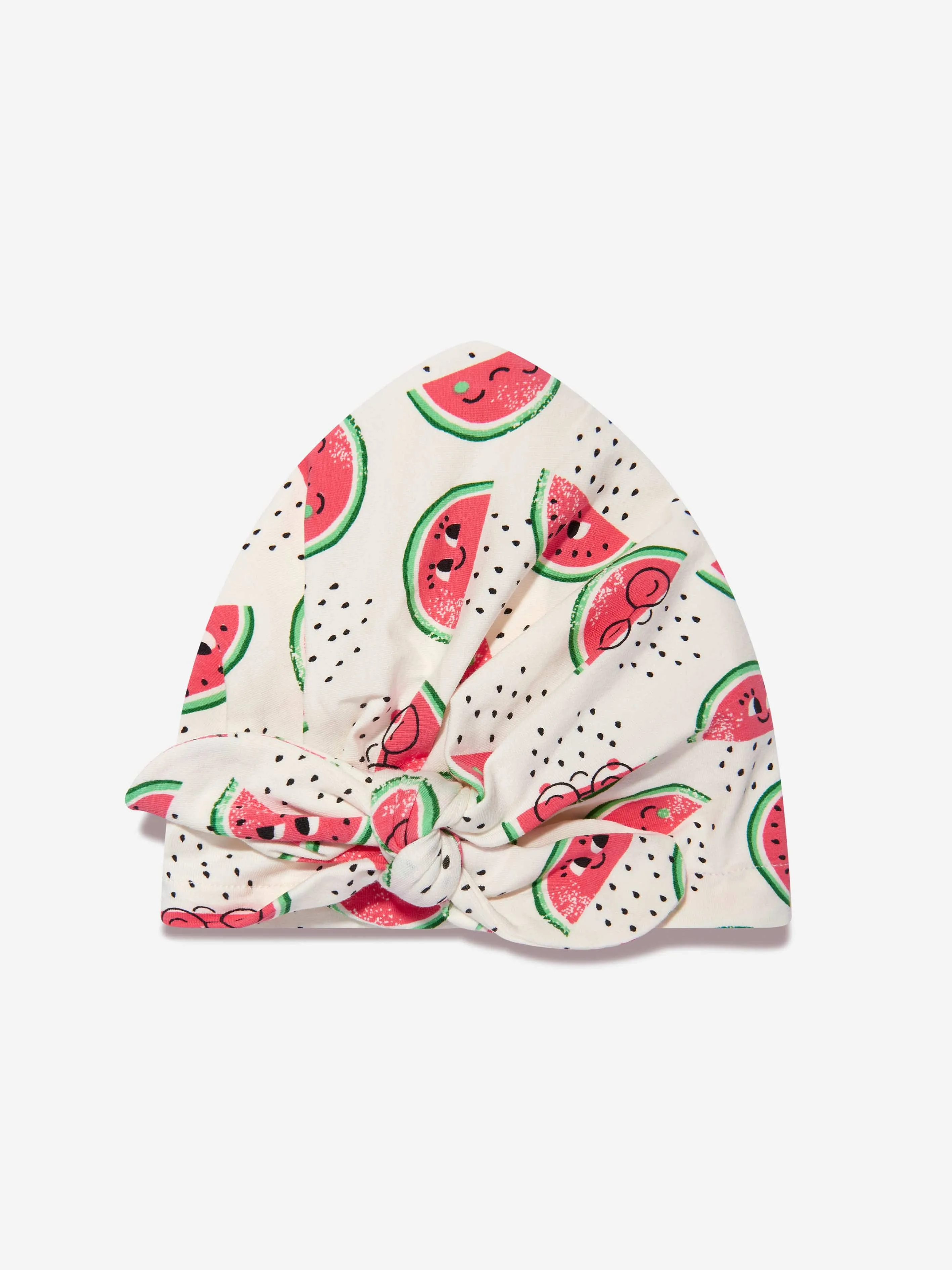 The Bonnie Mob Baby Girls Organic Cotton Watermelon Turban Hat in Ivory