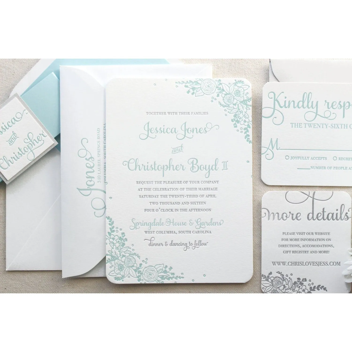 The Zinnia Suite - Letterpress Wedding Invitations