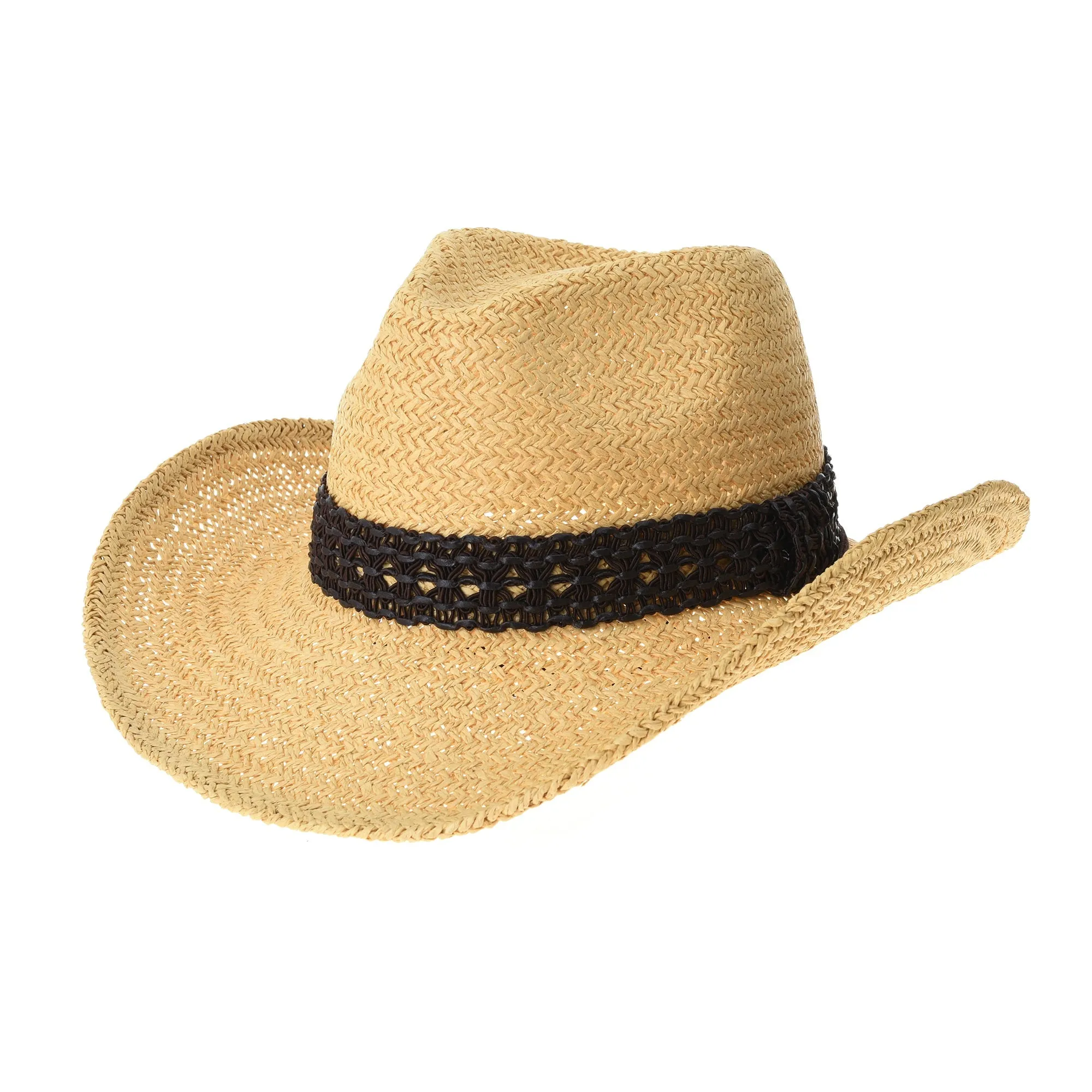 Western Cowboy Hat Cool Paper Straw Banded Chin Strap
