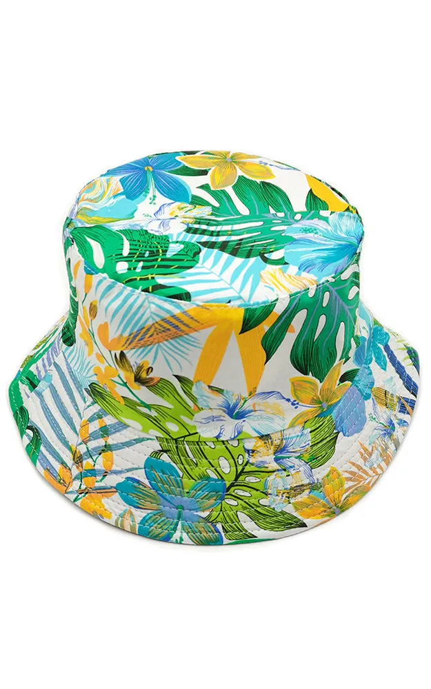 WHU210103 Reversible Tropical Print Cotton Bucket Hat