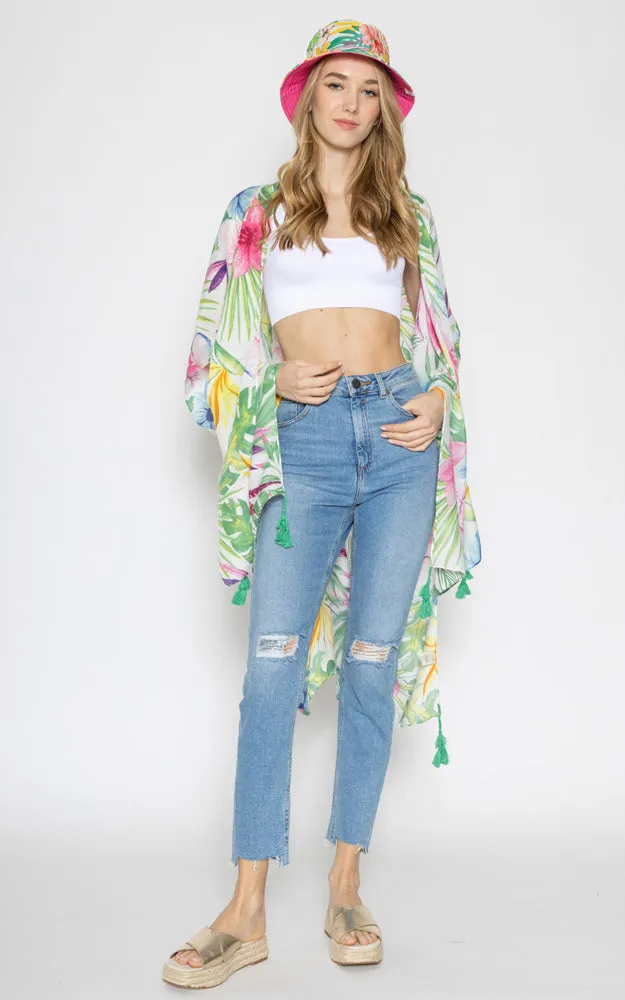 WHU210103 Reversible Tropical Print Cotton Bucket Hat