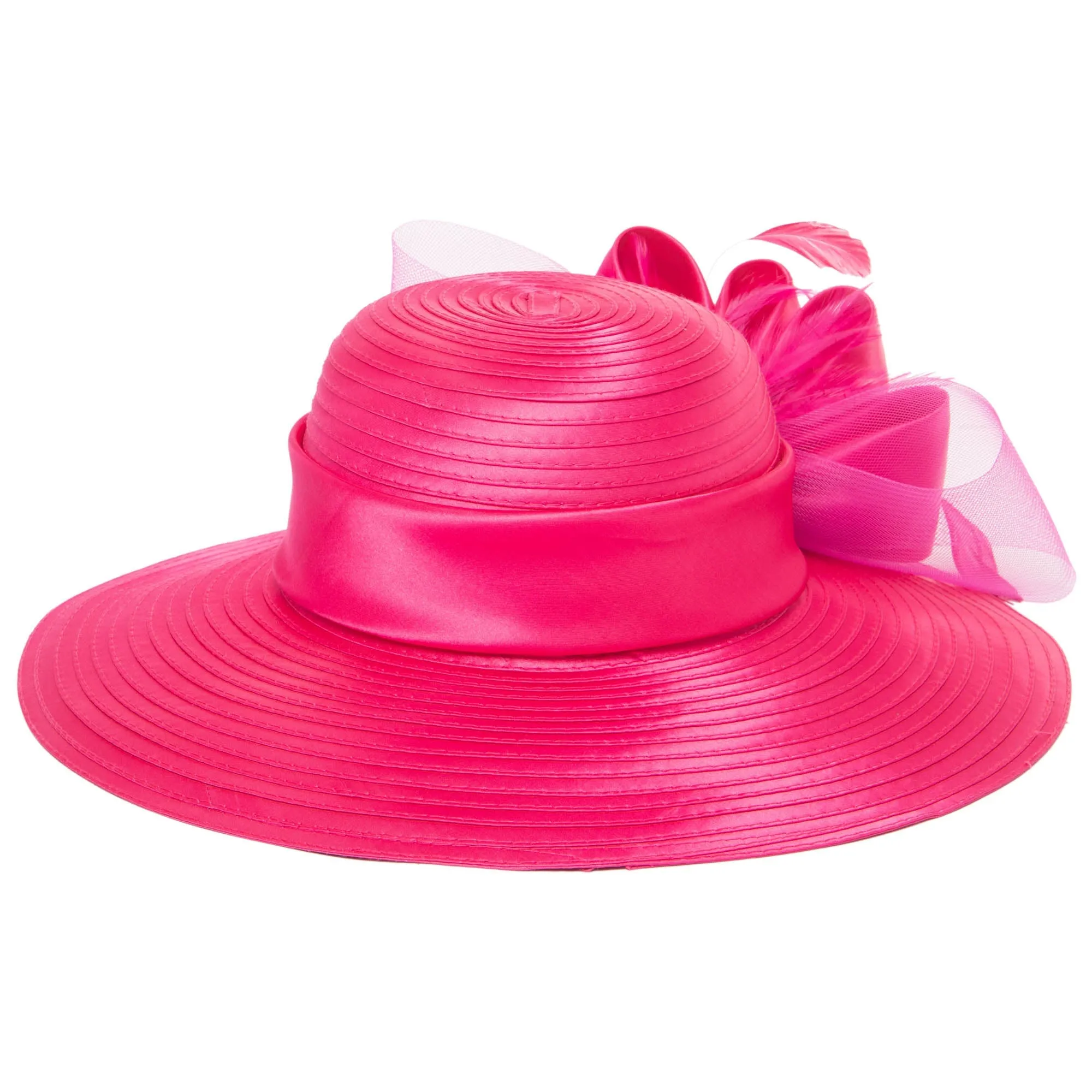 Women's Round Crown Organza Bow Dress Hat