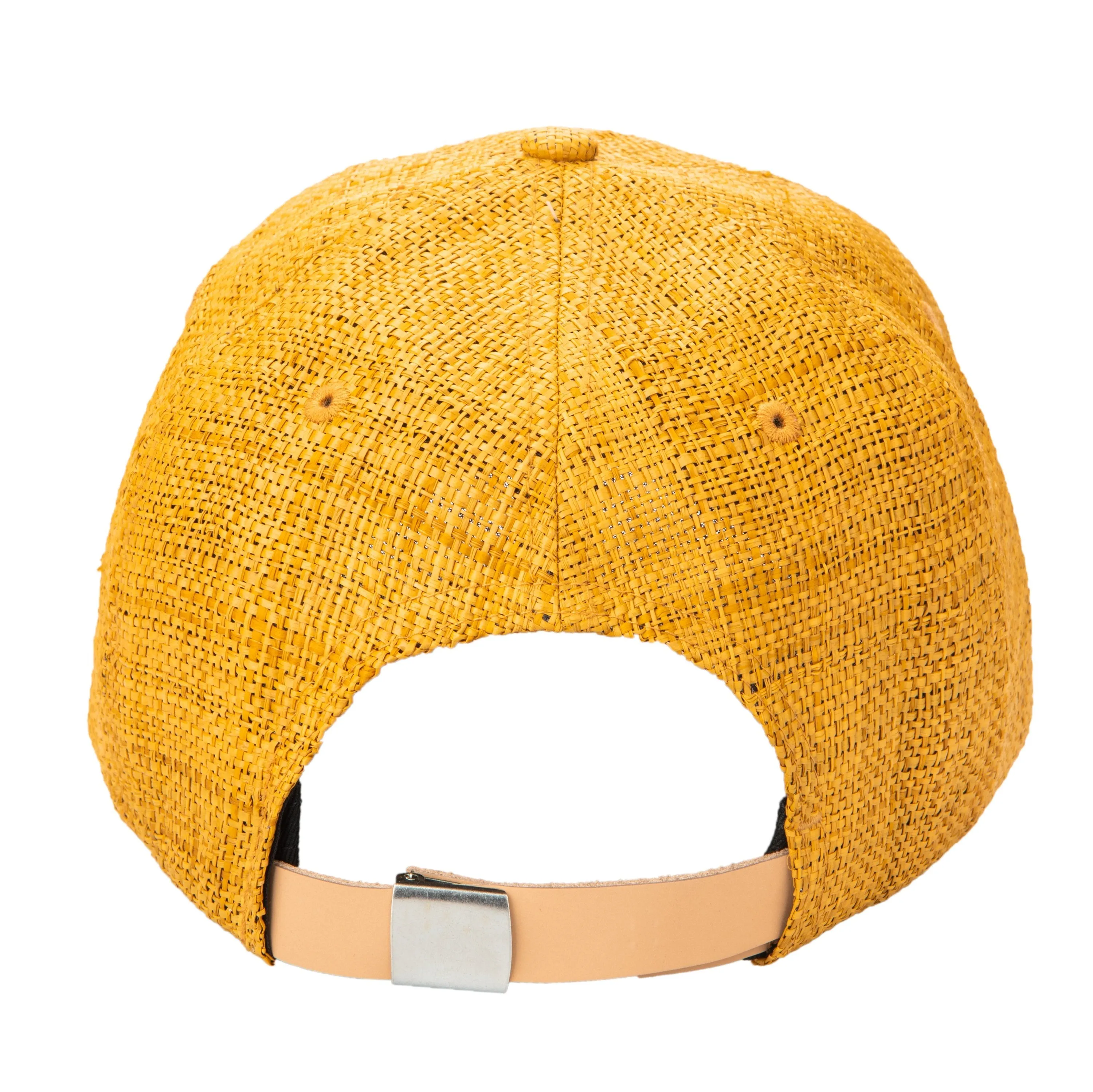 Women's Woven Raffia Ball Cap With Leather Adjustable Back (CTH4087)